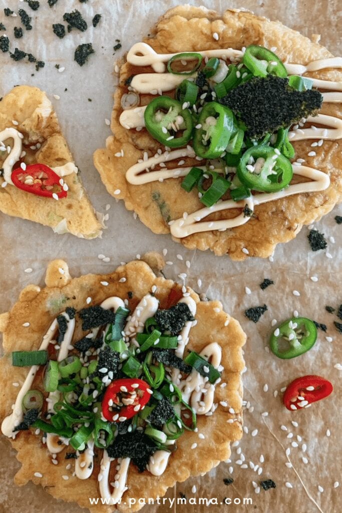 Savory sourdough pancakes - inspired by Japanese Okonomiyaki Pancakes.