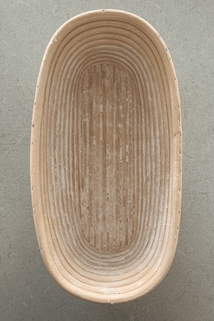 Banneton basket after cleaning - ready to be dried out.