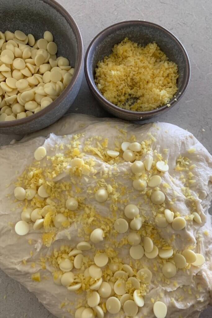 Lemon and white chocolate sourdough bread