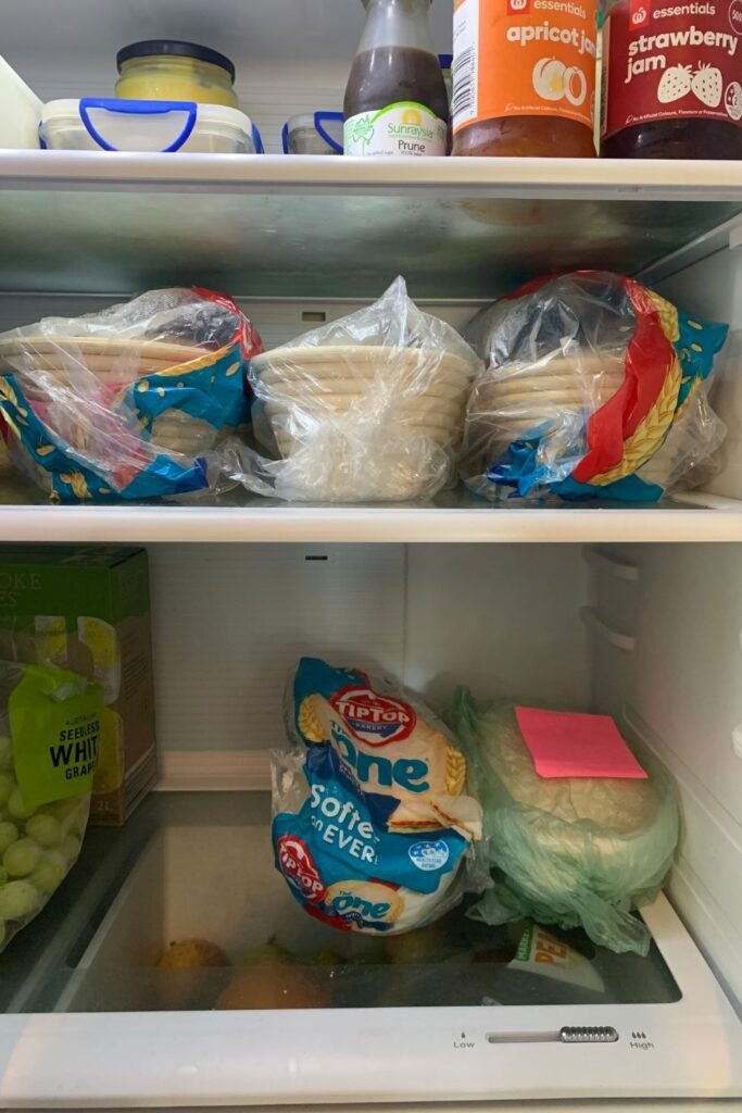 Proofing sourdough in the fridge.