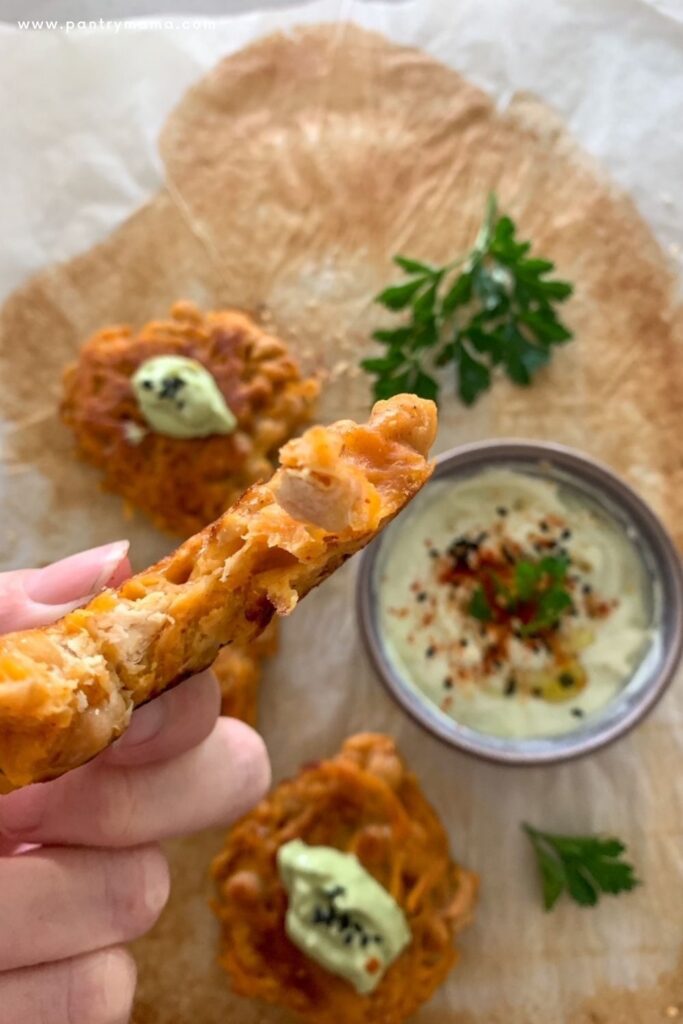 No oven sourdough recipes - sourdough fritters with chickpeas and sweet potato.