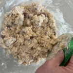 Bringing together wet and dry ingredients with a dough scraper